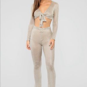 Metallic two piece pant set